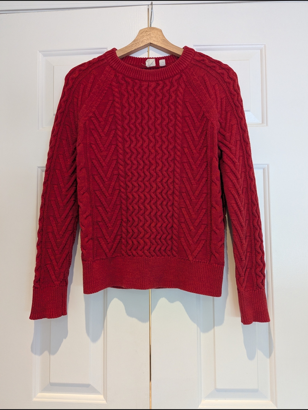 Gap Classic Red Cotton Cable-Knit Sweater Coastal Grandma Fisherman Cottagecore